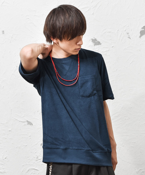 MinoriTY（マイノリティ）の「半袖パイルクルースウェット（スウェット・メンズ・ブラック/ネイビー/グレー/ピンク・M/L/XL）」の3枚目の写真