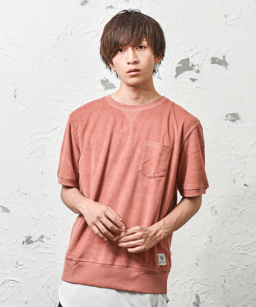 MinoriTY（マイノリティ）の「半袖パイルクルースウェット（スウェット・メンズ・ブラック/ネイビー/グレー/ピンク・M/L/XL）」の4枚目の写真