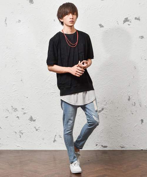 MinoriTY（マイノリティ）の「半袖パイルクルースウェット（スウェット・メンズ・ブラック/ネイビー/グレー/ピンク・M/L/XL）」の5枚目の写真