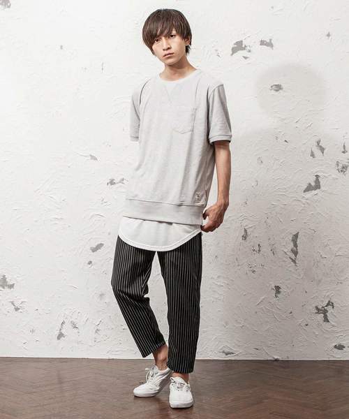 MinoriTY（マイノリティ）の「半袖パイルクルースウェット（スウェット・メンズ・ブラック/ネイビー/グレー/ピンク・M/L/XL）」の6枚目の写真