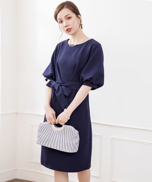 DRESS STAR(ドレス スター)の「結婚式ワンピースふんわりバルーンスリーブ&ウエストリボン付きワンピース(ドレス・レディース・ブラック/ネイビー/グリーン/アイボリー/キャメル/ベージュ/ライトグレー/インディゴブルー・M/S/XL/XXL/L)」の6枚目の写真