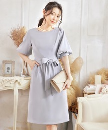 DRESS STAR | 結婚式ワンピースふんわりバルーンスリーブ&ウエストリボン付きワンピース(ドレス)