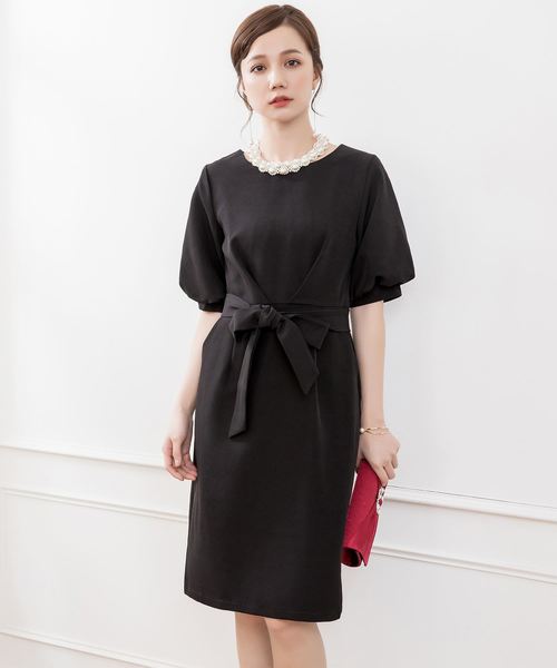 DRESS STAR(ドレス スター)の「結婚式ワンピースふんわりバルーンスリーブ&ウエストリボン付きワンピース(ドレス・レディース・ブラック/ネイビー/グリーン/アイボリー/キャメル/ベージュ/ライトグレー/インディゴブルー・M/S/XL/XXL/L)」の3枚目の写真