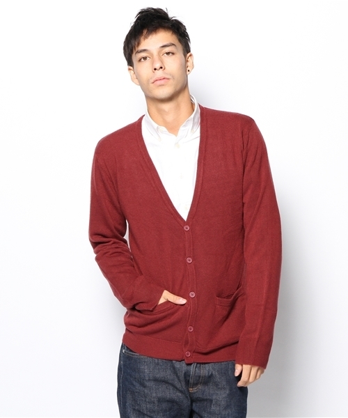 WEGO(ウィゴー)の「WEGO/カシミヤタッチVネックカーディガン(カーディガン/ボレロ・メンズ・ネイビー/マスタード/レッド/ワイン/ブラック/グリーン/ロイヤルブルー・SMALL/MEDIUM/LARGE)」の7枚目の写真