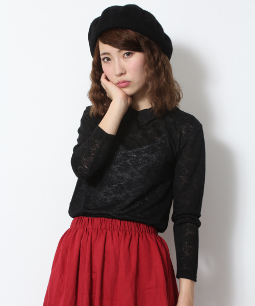 WEGO（ウィゴー）の「WEGO/レース襟ツキTee（Tシャツ/カットソー・レディース・オフホワイト/ブラック・FREE）」の2枚目の写真