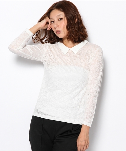 WEGO（ウィゴー）の「WEGO/レース襟ツキTee（Tシャツ/カットソー・レディース・オフホワイト/ブラック・FREE）」の11枚目の写真