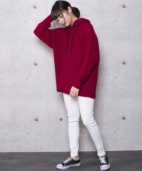 LUGG NAGG（ラグナグ）の「【Jewelobe/ ジュエローブ】ビッグシルエット ニットパーカー（パーカー・レディース・ブラック/ベージュ/ネイビー/ボルドー・FREE）」の12枚目の写真