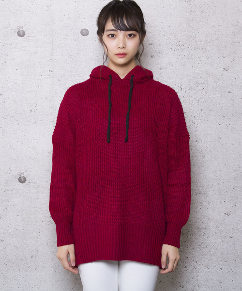 LUGG NAGG（ラグナグ）の「【Jewelobe/ ジュエローブ】ビッグシルエット ニットパーカー（パーカー・レディース・ブラック/ベージュ/ネイビー/ボルドー・FREE）」の9枚目の写真