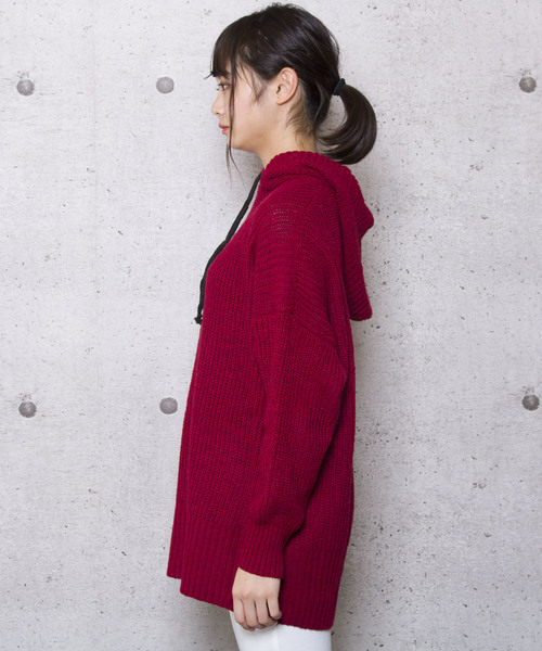 LUGG NAGG（ラグナグ）の「【Jewelobe/ ジュエローブ】ビッグシルエット ニットパーカー（パーカー・レディース・ブラック/ベージュ/ネイビー/ボルドー・FREE）」の8枚目の写真