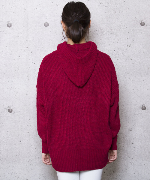 LUGG NAGG（ラグナグ）の「【Jewelobe/ ジュエローブ】ビッグシルエット ニットパーカー（パーカー・レディース・ブラック/ベージュ/ネイビー/ボルドー・FREE）」の5枚目の写真