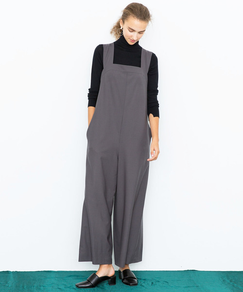 city（シティ）の「【CITY】WOOSTED 2WAY SALOPETTE（サロペット/オーバーオール・レディース・ブラック/グレー・1）」の3枚目の写真