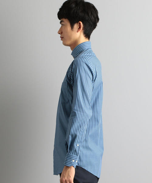 green label relaxing（グリーンレーベルリラクシング）の「スリム イージーアイロン スラブストライプ カッタウェイカラー シャツ（シャツ/ブラウス・メンズ・モカ/ロイヤルブルー・41cm/37cm/39cm/40cm/42cm/38cm/43cm）」の5枚目の写真