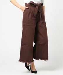 綿ツイルサッシュベルト付きワイドパンツ