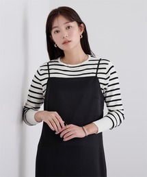 カシミヤタッチクルーネックニットトップス