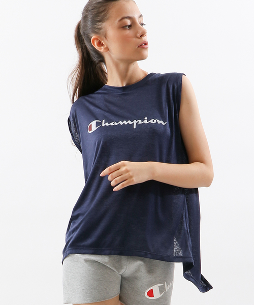 Champion（チャンピオン）の「【Champion/チャンピオン】レディース アクティブスタイル ノースリーブシャツ（Tシャツ/カットソー・レディース・ネイビー/ホワイト/オレンジ系その他・LARGE/MEDIUM）」の2枚目の写真