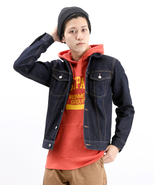 WEGO（ウィゴー）の「WEGO/デニムGジャン（デニムジャケット・メンズ・ダークインディゴブルー/インディゴブルー・MEDIUM/SMALL/LARGE）」の2枚目の写真