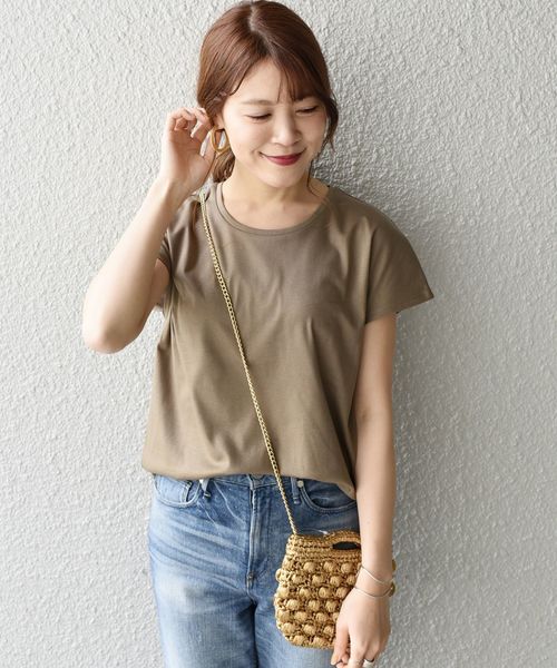 SHIPS（シップス）の「フレンチスリーブTEEシャツ（Tシャツ/カットソー・レディース・ブラック/オリーブ/ブラウン・ONE SIZE）」の4枚目の写真