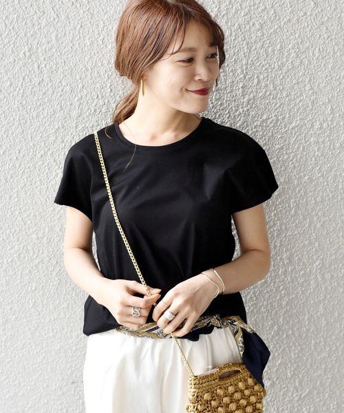 SHIPS（シップス）の「フレンチスリーブTEEシャツ（Tシャツ/カットソー・レディース・ブラック/オリーブ/ブラウン・ONE SIZE）」の10枚目の写真