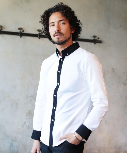 LIL VENDARS（リルヴェンダース）の「ストレッチ オックスフォード ボタンダウン シャツ 長袖（シャツ/ブラウス・メンズ・チェック/ネイビー/その他/ピンク/ホワイト系その他/ブラック系その他/サックスブルー/ストライプ/ワイン/グレー/ホワイト/ベージュ系その他/カーキ/ブラック/その他1/マルチ/ベージュ/グレー系その他・S/L/M/XL）」の16枚目の写真