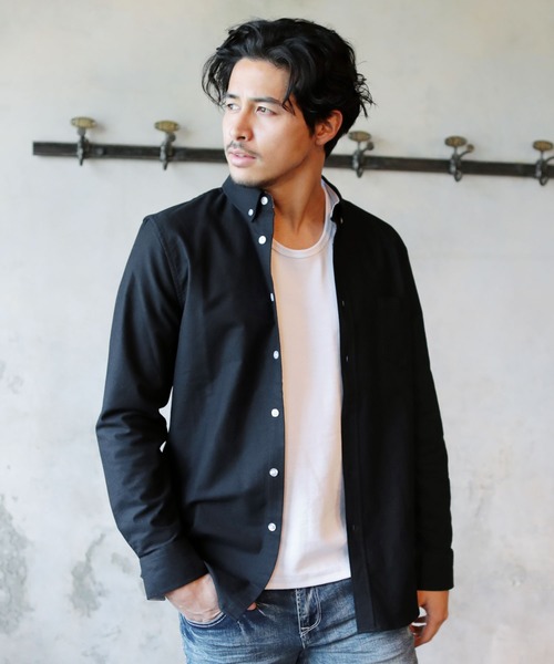 LIL VENDARS（リルヴェンダース）の「ストレッチ オックスフォード ボタンダウン シャツ 長袖（シャツ/ブラウス・メンズ・チェック/ネイビー/その他/ピンク/ホワイト系その他/ブラック系その他/サックスブルー/ストライプ/ワイン/グレー/ホワイト/ベージュ系その他/カーキ/ブラック/その他1/マルチ/ベージュ/グレー系その他・S/L/M/XL）」の3枚目の写真