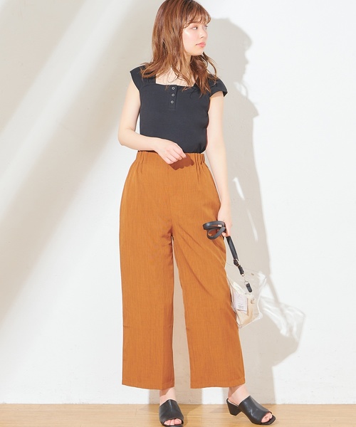 natural couture（ナチュラルクチュール）の「ヘンリーネックガーリーリブタンク（タンクトップ・レディース・ブラック/ベージュ/レッド/アイボリー・FREE）」の8枚目の写真
