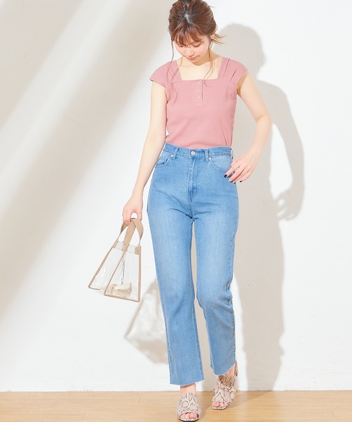 natural couture（ナチュラルクチュール）の「ヘンリーネックガーリーリブタンク（タンクトップ・レディース・ブラック/ベージュ/レッド/アイボリー・FREE）」の14枚目の写真