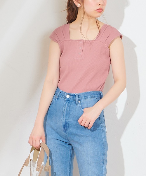 natural couture（ナチュラルクチュール）の「ヘンリーネックガーリーリブタンク（タンクトップ・レディース・ブラック/ベージュ/レッド/アイボリー・FREE）」の16枚目の写真