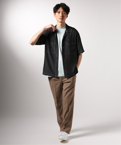 EDIFICE（エディフィス）の「LA BOUCLE / ラブ―クル キュプラツイル ステッチング ショートスリーブ シャツ（シャツ/ブラウス・メンズ・ブラック/チャコールグレー・48/44/46）」の9枚目の写真