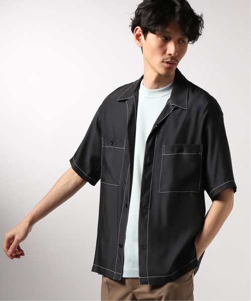 EDIFICE（エディフィス）の「LA BOUCLE / ラブ―クル キュプラツイル ステッチング ショートスリーブ シャツ（シャツ/ブラウス・メンズ・ブラック/チャコールグレー・48/44/46）」の10枚目の写真