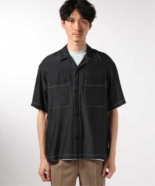 EDIFICE（エディフィス）の「LA BOUCLE / ラブ―クル キュプラツイル ステッチング ショートスリーブ シャツ（シャツ/ブラウス・メンズ・ブラック/チャコールグレー・48/44/46）」の12枚目の写真