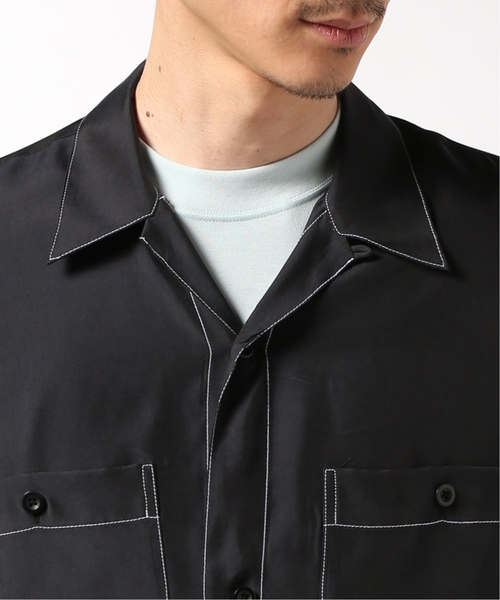 EDIFICE（エディフィス）の「LA BOUCLE / ラブ―クル キュプラツイル ステッチング ショートスリーブ シャツ（シャツ/ブラウス・メンズ・ブラック/チャコールグレー・48/44/46）」の15枚目の写真