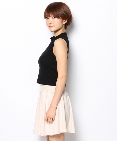 WEGO（ウィゴー）の「WEGO/テレコハイネックノースリーブTシャツ（Tシャツ/カットソー・レディース・オフホワイト/ブラック/サックスブルー/ライトピンク/ブラック系その他/チェック・FREE）」の8枚目の写真