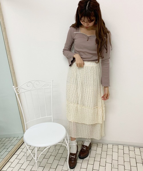 apres jour(アプレジュール)の「針抜きハートネックトップス【ZOZOTOWN限定アイテム】(Tシャツ/カットソー・レディース・ブラック/アイボリー/モカ/ラベンダー/ライトベージュ・フリー)」の9枚目の写真