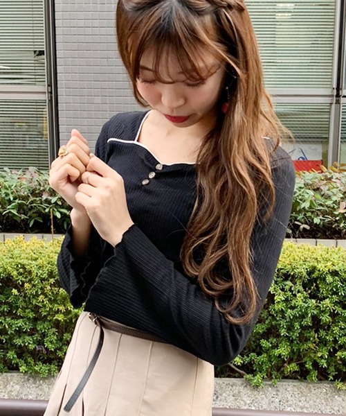 apres jour(アプレジュール)の「針抜きハートネックトップス【ZOZOTOWN限定アイテム】(Tシャツ/カットソー・レディース・ブラック/アイボリー/モカ/ラベンダー/ライトベージュ・フリー)」の21枚目の写真
