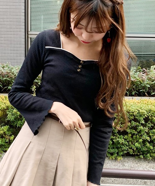 apres jour(アプレジュール)の「針抜きハートネックトップス【ZOZOTOWN限定アイテム】(Tシャツ/カットソー・レディース・ブラック/アイボリー/モカ/ラベンダー/ライトベージュ・フリー)」の22枚目の写真