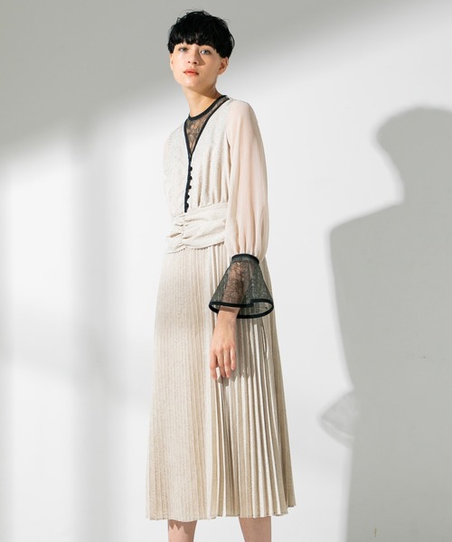 UNITED TOKYO リーフJQワンピース ドレス プリーツ UNITED TOKYO（ユナイテッドトウキョウ）の「リーフJQワンピース
