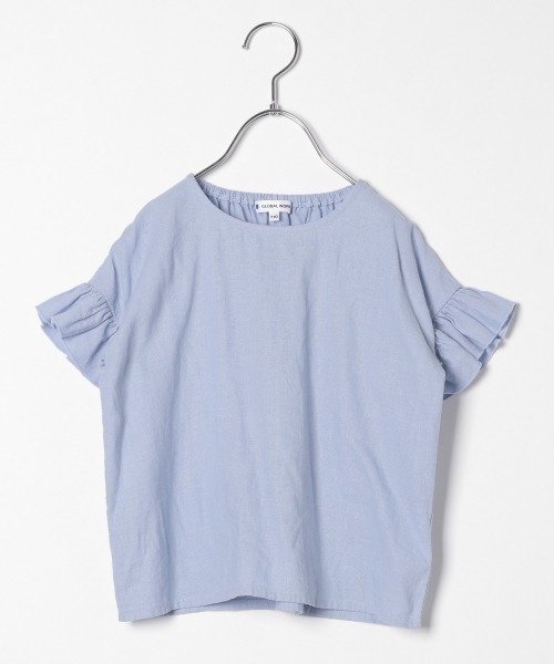 GLOBAL WORK(グローバルワーク)の「【キッズ】ソフトタッチリネンブラウス半袖/864992(シャツ/ブラウス・キッズ・ホワイト/ライトブルー/ベージュ・110cm/100cm/120cm/130cm/140cm)」の12枚目の写真