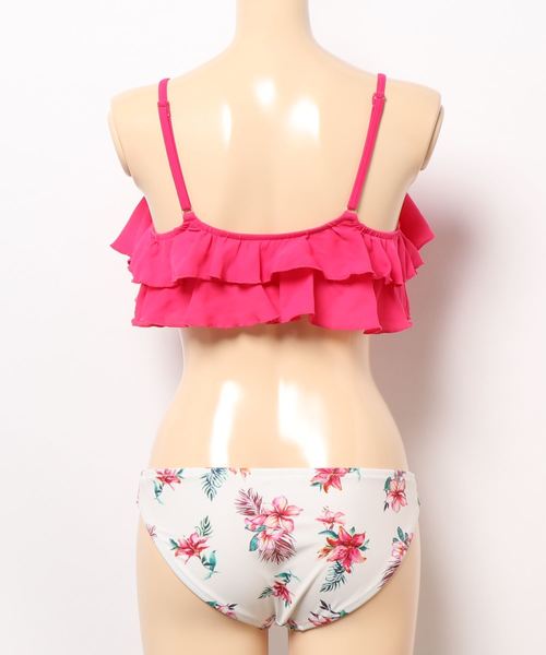 セール】二段フリル花柄ビキニ水着3点セット（水着）｜LEAD