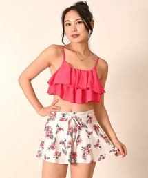 LEAD（リード）の「二段フリル花柄ビキニ水着3点セット（水着）」