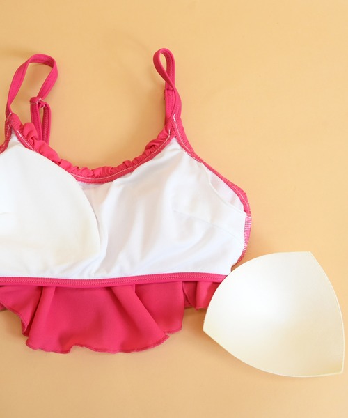 LEAD(リード)の「二段フリル花柄ビキニ水着3点セット(水着・レディース・ホワイト/ピンク/ネイビー・L/M)」の8枚目の写真