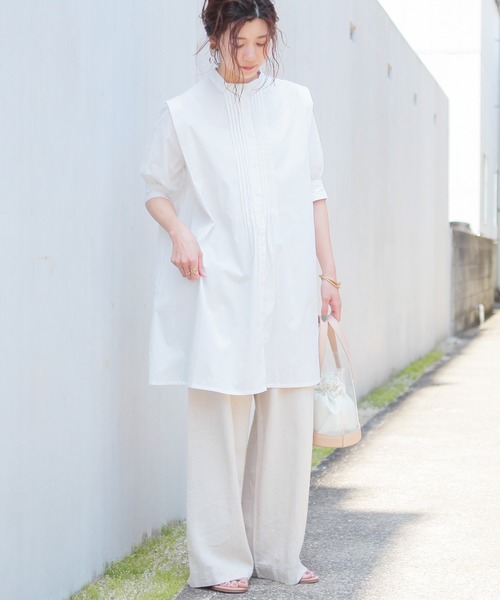 reca(レカ)の「2wayロングシャツブラウス(シャツ/ブラウス・レディース・オフホワイト/ブラック/グリーン・M)」の4枚目の写真