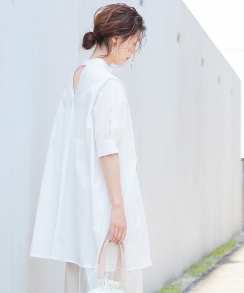 reca(レカ)の「2wayロングシャツブラウス(シャツ/ブラウス・レディース・オフホワイト/ブラック/グリーン・M)」の5枚目の写真