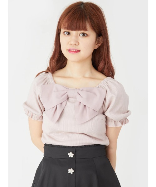 Ank Rouge アンクルージュ の フロントリボンパフトップス Tシャツ カットソー Wear