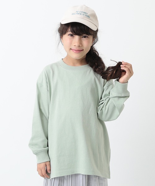 devirock（デビロック）の「BIGシルエット袖リブ長袖Tシャツ（Tシャツ/カットソー・キッズ・ホワイト/ブラック/ライトオリーブ/モカ/杢グレー/パープル系その他/ダークベージュ/パープル系その他2/ブルー系その他/グリーン系その他・80ｃｍ/90cm/110cm/100cm/120cm/130cm/140cm/150cm/160cm）」の7枚目の写真