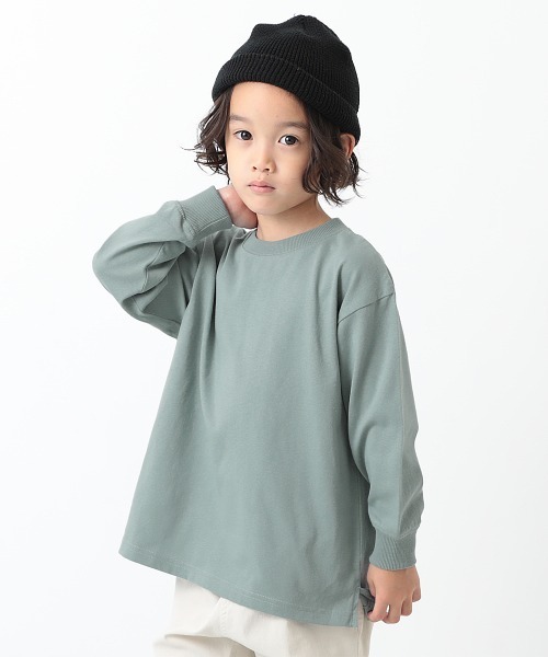 devirock（デビロック）の「BIGシルエット袖リブ長袖Tシャツ（Tシャツ/カットソー・キッズ・ホワイト/ブラック/ライトオリーブ/モカ/杢グレー/パープル系その他/ダークベージュ/パープル系その他2/ブルー系その他/グリーン系その他・80ｃｍ/90cm/110cm/100cm/120cm/130cm/140cm/150cm/160cm）」の8枚目の写真