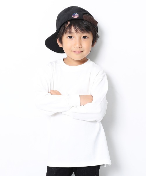 devirock（デビロック）の「BIGシルエット袖リブ長袖Tシャツ（Tシャツ/カットソー・キッズ・ホワイト/ブラック/ライトオリーブ/モカ/杢グレー/パープル系その他/ダークベージュ/パープル系その他2/ブルー系その他/グリーン系その他・80ｃｍ/90cm/110cm/100cm/120cm/130cm/140cm/150cm/160cm）」の3枚目の写真