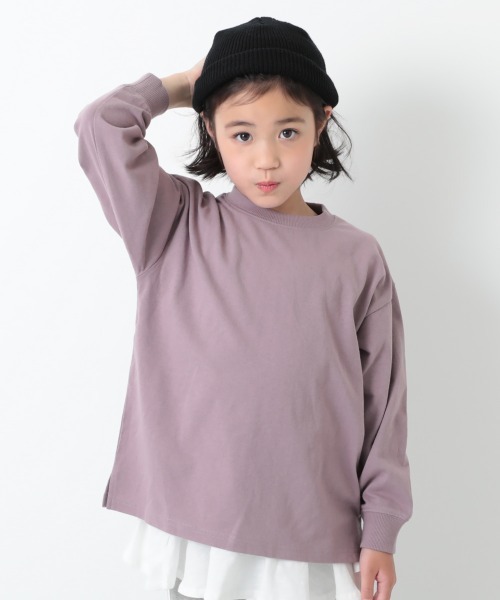 devirock（デビロック）の「BIGシルエット袖リブ長袖Tシャツ（Tシャツ/カットソー・キッズ・ホワイト/ブラック/ライトオリーブ/モカ/杢グレー/パープル系その他/ダークベージュ/パープル系その他2/ブルー系その他/グリーン系その他・80ｃｍ/90cm/110cm/100cm/120cm/130cm/140cm/150cm/160cm）」の10枚目の写真