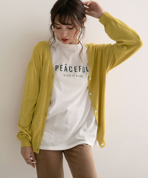 Newlyme（ニューリーミー）の「洗えるニットシルクタッチカーディガン【R】（カーディガン/ボレロ・レディース・ブラック/グリーン/ベージュ/レッド/マスタード/ブラウン/モカ・M-L）」の6枚目の写真