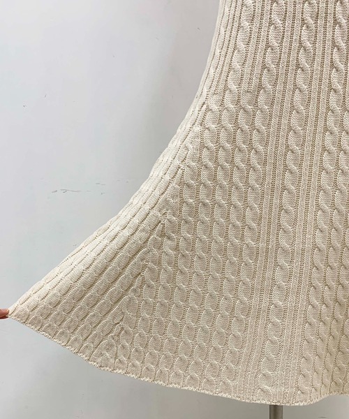 PICCIN（ピッチン）の「ケーブル編みマーメイドスカート（スカート・レディース・アイボリー/モカ・M/L）」の9枚目の写真