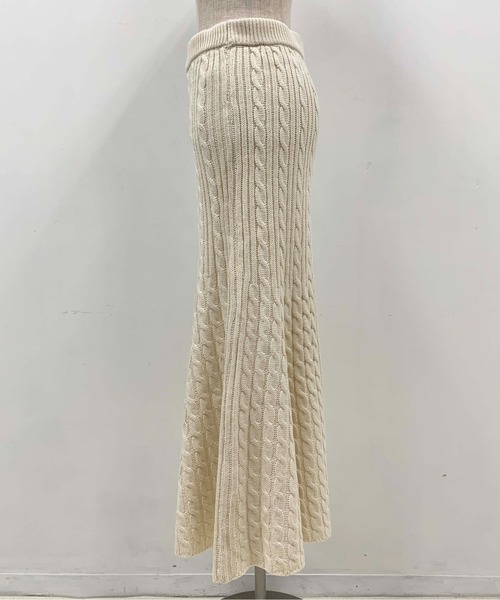 PICCIN（ピッチン）の「ケーブル編みマーメイドスカート（スカート・レディース・アイボリー/モカ・M/L）」の5枚目の写真